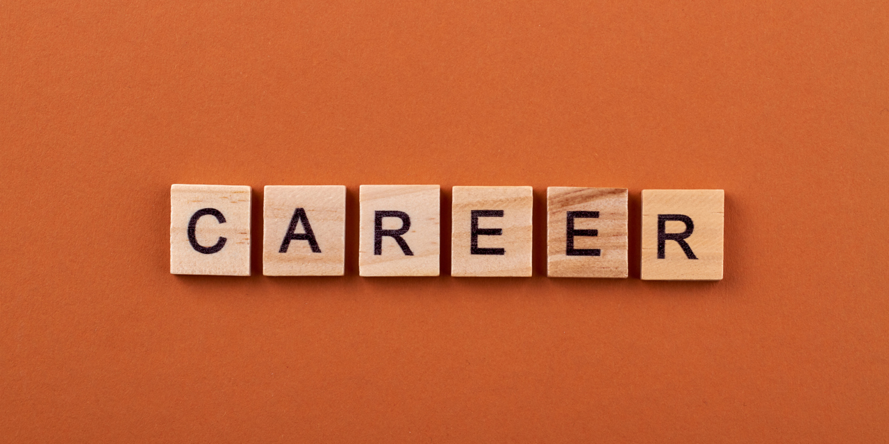 Success Career Concept Achievement Business Job Letters Wooden Cubes Isolated Orange Background